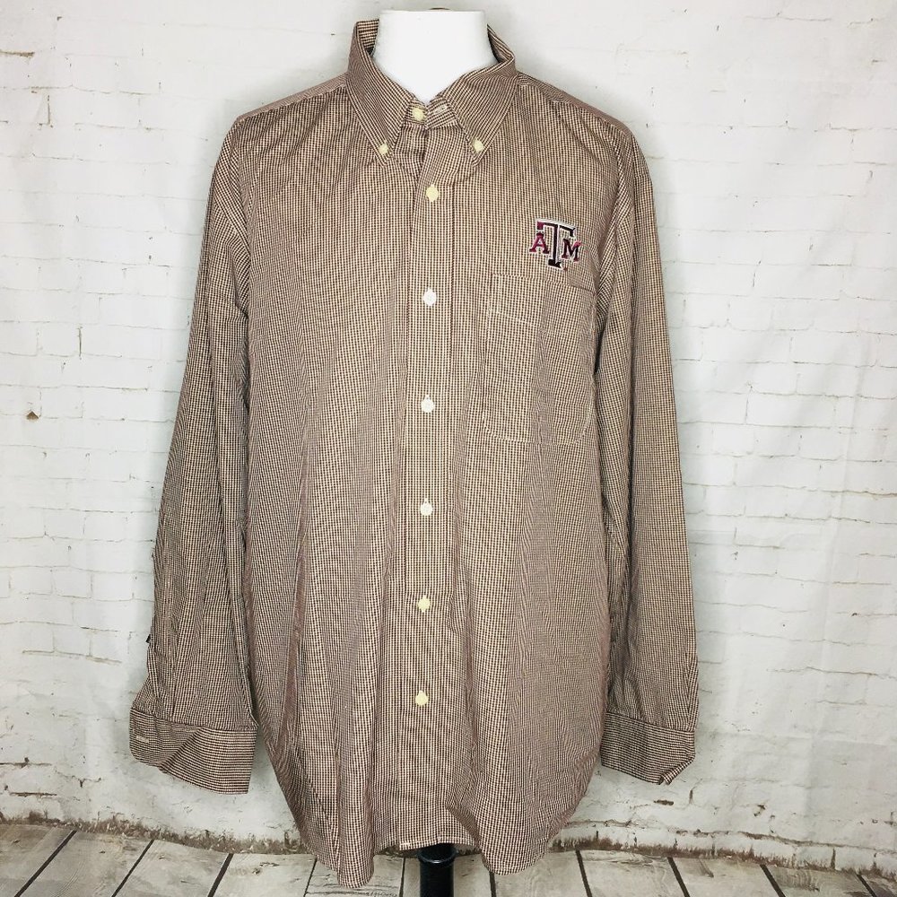 Antigua Texas A&M Maroon Gingham Button Down Shirt